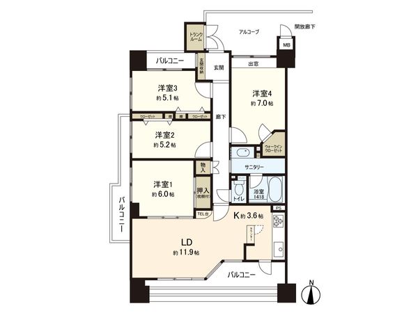 D’レスティアブランオーブ新田東 間取図(平面図)