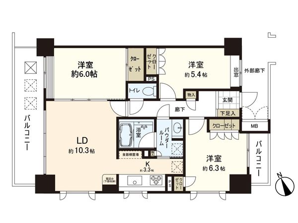 五橋シティハウス 間取図(平面図) 五橋シティハウス 間取図(平面図)
