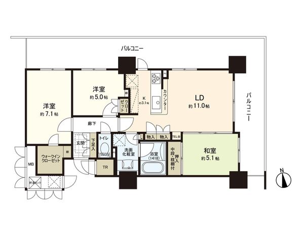 アップルタワーズ仙台 間取図(平面図)