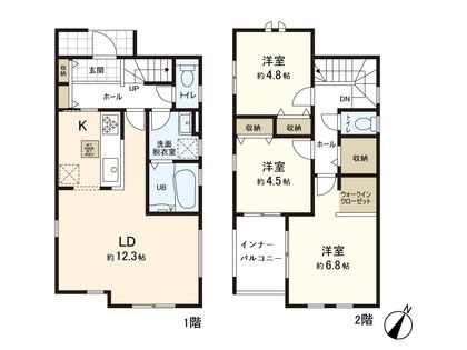 田子一丁目 新築戸建 2号棟 間取図(平面図)