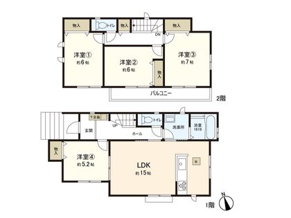 多賀城市留ヶ谷1丁目 新築戸建 間取図(平面図)