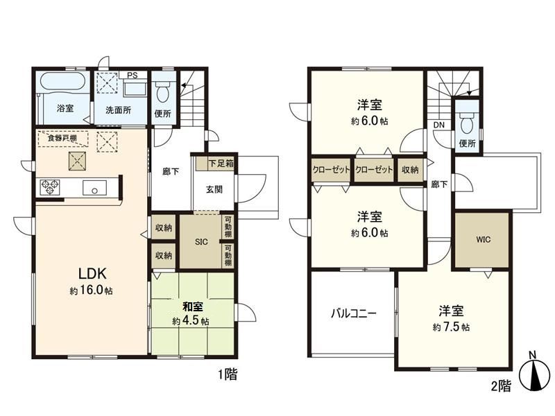 新築一戸建 川平3丁目 1号棟 間取図(平面図) 間取図(平面図)