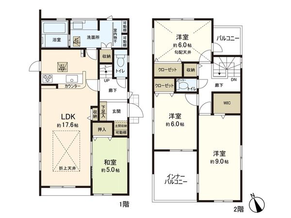 吉成1丁目 新築戸建 1号棟 間取図(平面図) 間取図(平面図)
