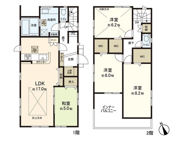 吉成1丁目 新築戸建 2号棟 間取図(平面図) 間取図(平面図)