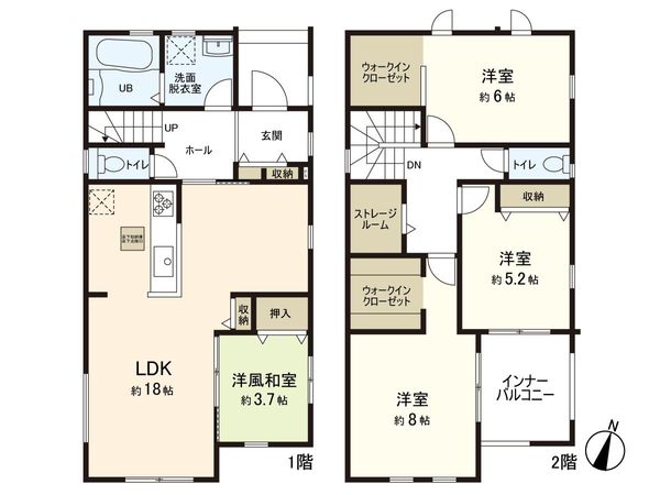 長命ケ丘5丁目 新築2号棟 間取図(平面図)