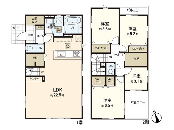 桜ケ丘1丁目 新築戸建 間取図(平面図) 桜ケ丘1丁目 新築戸建 間取図(平面図)