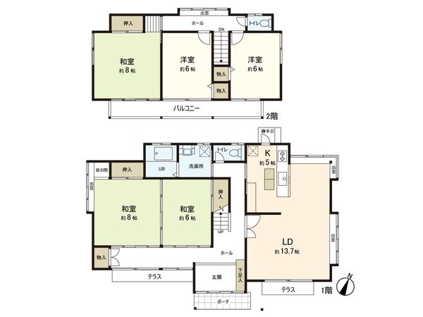 北中山1丁目 戸建 間取図(平面図) 北中山1丁目 戸建 間取図(平面図)