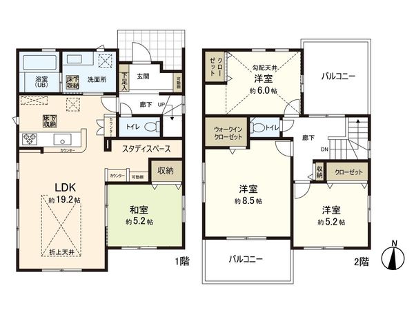 大代2丁目 新築戸建1号棟 間取図(平面図) 大代2丁目 新築戸建1号棟 間取図(平面図)