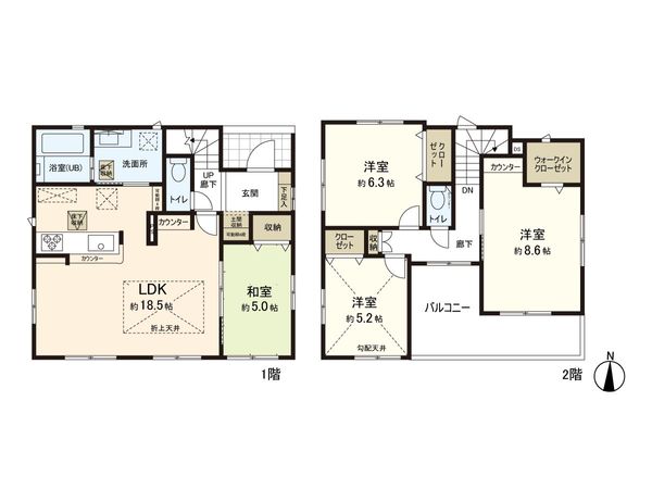 大代2丁目 新築戸建 2号棟 間取図(平面図) 大代2丁目 新築戸建 2号棟 間取図(平面図)