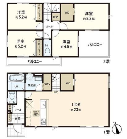 松森字斉兵衛 新築戸建て 間取図(平面図) 松森字斉兵衛 新築戸建て 間取図(平面図)