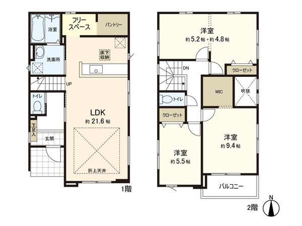 中田町字千刈田 新築戸建 間取図(平面図) 中田町字千刈田 新築戸建 間取図(平面図)