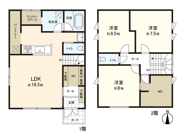 東中田2丁目 戸建 間取図(平面図) 東中田2丁目 戸建 間取図(平面図)