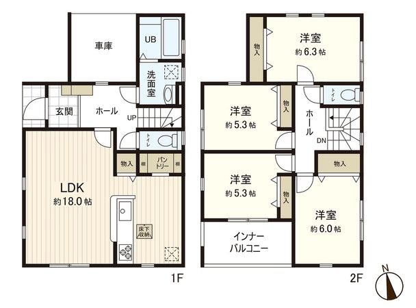 桜ヶ丘六丁目 新築一戸建 1号棟 間取図(平面図) 桜ヶ丘六丁目 新築一戸建 1号棟 間取図(平面図)