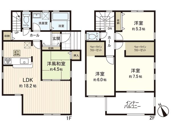 新築一戸建 水の森二丁目 2号棟 間取図(平面図)