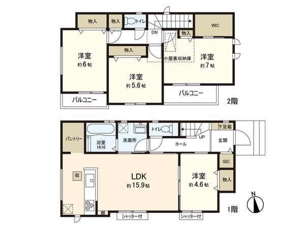 落合5丁目 新築戸建1号棟 間取図(平面図) 落合5丁目 新築戸建1号棟 間取図(平面図)