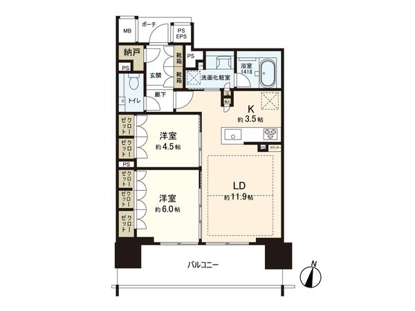 プラウド勾当台公園 間取図(平面図)
