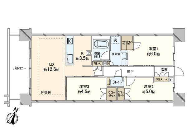 プラウドタワー本町二丁目 間取図(平面図)