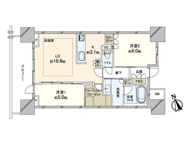 プラウド錦町公園 間取図(平面図) プラウド錦町公園 間取図(平面図)