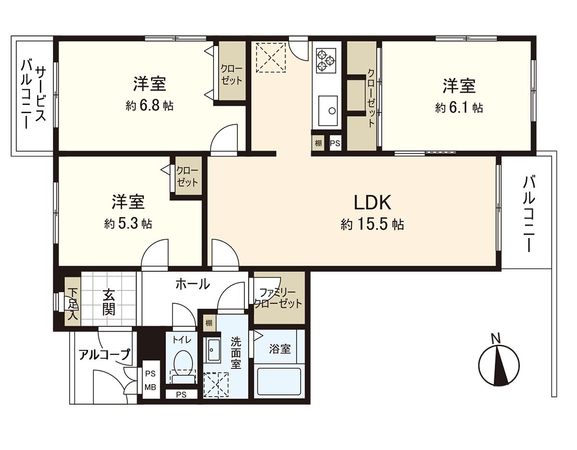 コープ野村中島丁 間取図(平面図)