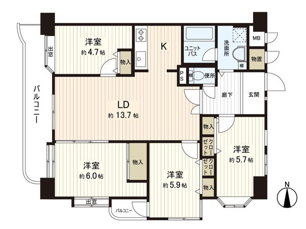 ライオンズマンション北仙台 間取図(平面図)