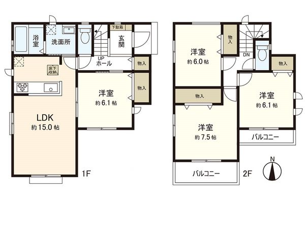 東仙台5丁目 新築戸建 間取図(平面図) 東仙台5丁目 新築戸建 間取図(平面図)