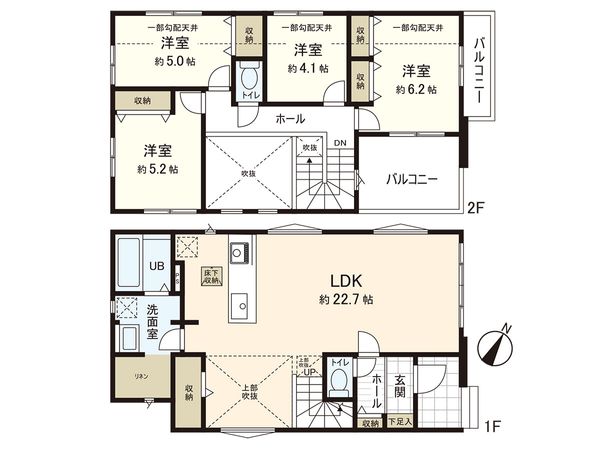 西多賀4丁目 新築戸建 1号棟 間取図(平面図) 西多賀4丁目 新築戸建 1号棟 間取図(平面図)