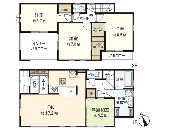 福室七丁目 新築戸建 1号棟 間取図(平面図) 福室七丁目 新築戸建 1号棟 間取図(平面図)