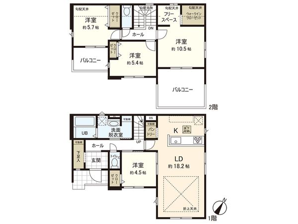 あけの平2丁目 新築戸建 間取図(平面図) あけの平2丁目 新築戸建 間取図(平面図)