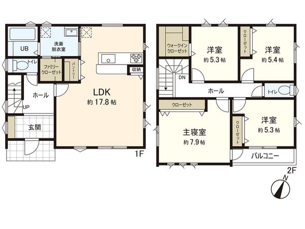 双葉ケ丘1丁目 新築 A号棟 間取図(平面図) 双葉ケ丘1丁目 新築 A号棟 間取図(平面図)