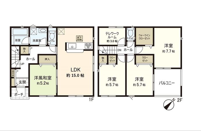多賀城市桜木2丁目 新築戸建 5号棟 間取図(平面図) 多賀城市桜木2丁目 新築戸建 5号棟 間取図(平面図)