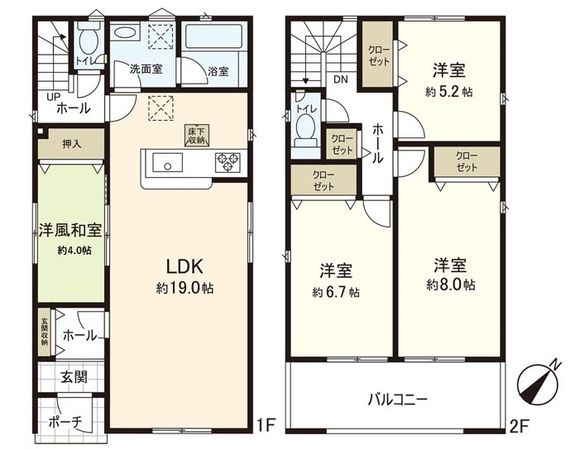 多賀城市桜木2丁目 新築戸建 4号棟 間取図(平面図) 多賀城市桜木2丁目 新築戸建 4号棟 間取図(平面図)