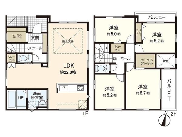 上飯田3丁目 新築戸建 2号棟 間取図(平面図) 上飯田3丁目 新築戸建 2号棟 間取図(平面図)