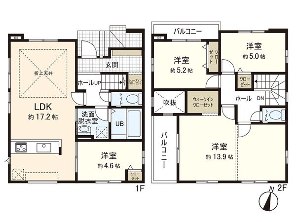 上飯田3丁目 新築戸建 1号棟 間取図(平面図) 上飯田3丁目 新築戸建 1号棟 間取図(平面図)