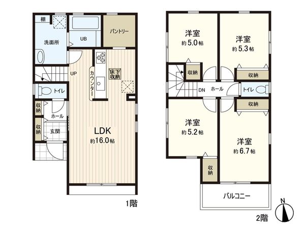 上飯田三丁目 新築一戸建 1号棟 間取図(平面図)