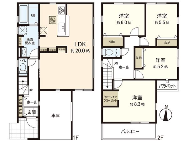 沖野1丁目 新築戸建 1号棟 間取図(平面図) 沖野1丁目 新築戸建 1号棟 間取図(平面図)