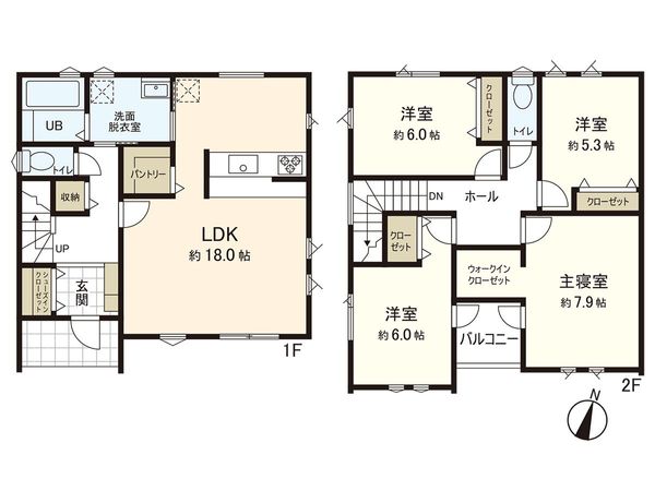 双葉ケ丘1丁目 新築 B号棟 間取図(平面図) 双葉ケ丘1丁目 新築 B号棟 間取図(平面図)