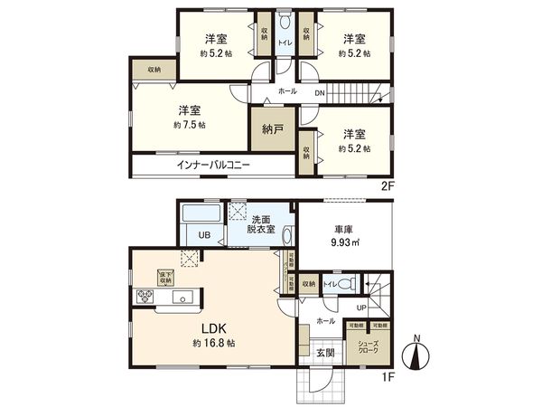 霞目2丁目 新築戸建 1号棟 間取図(平面図)