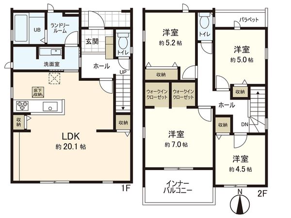 多賀城市山王字北寿福寺 新築戸建 1号棟 間取図(平面図) 多賀城市山王字北寿福寺 新築戸建 1号棟 間取図(平面図)