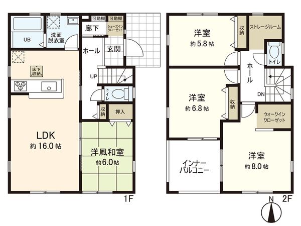 多賀城市山王字北寿福寺 新築戸建 3号棟 間取図(平面図) 間取図(平面図)