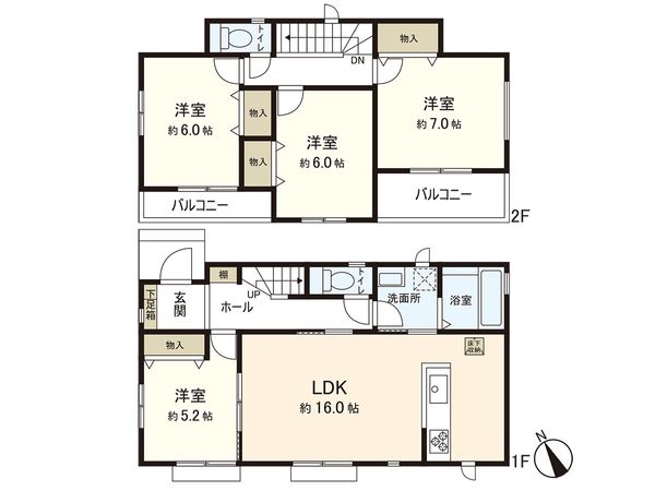 若林1丁目 新築戸建 B号棟 間取図(平面図) 間取図(平面図)