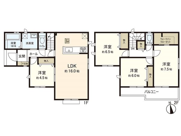 文化町 新築戸建 A号棟 間取図(平面図)