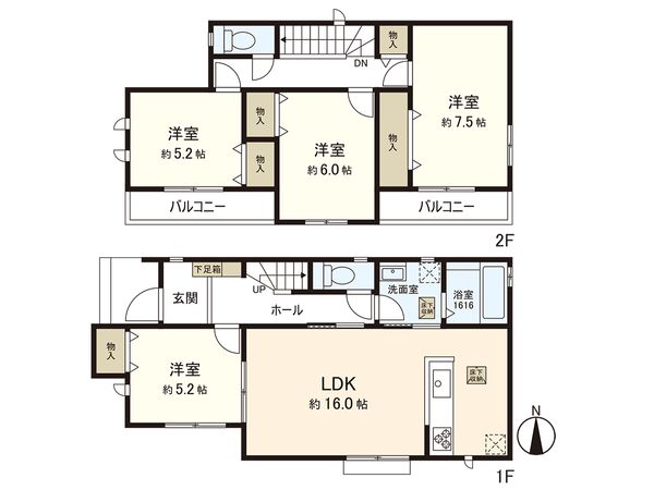 萩野町3丁目 新築戸建 A号棟 間取図(平面図) 間取図(平面図)