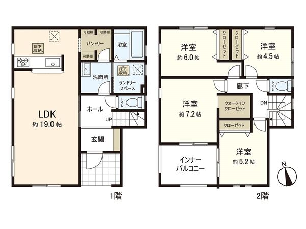 上飯田3丁目 新築戸建 1号棟 間取図(平面図) 上飯田3丁目 新築戸建 1号棟 間取図(平面図)