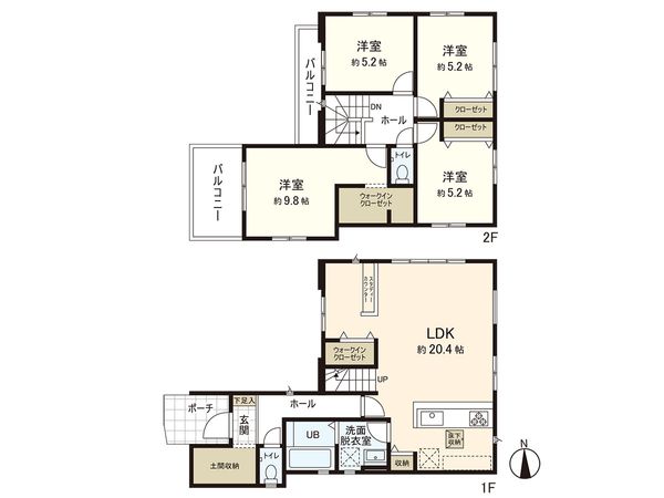 新築戸建 田子3丁目 間取り図