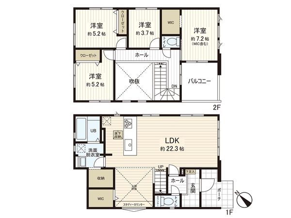 新築戸建 福室7丁目 1号棟 間取図(平面図) 新築戸建 福室7丁目 1号棟 間取図(平面図)