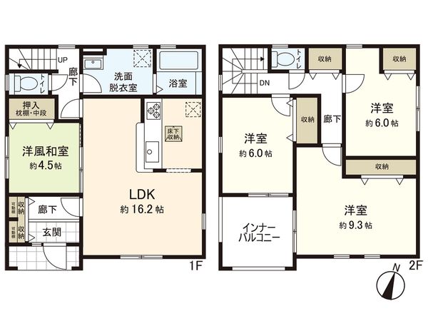 花園3丁目 新築戸建 1号棟 間取図(平面図) 花園3丁目 新築戸建 1号棟 間取図(平面図)