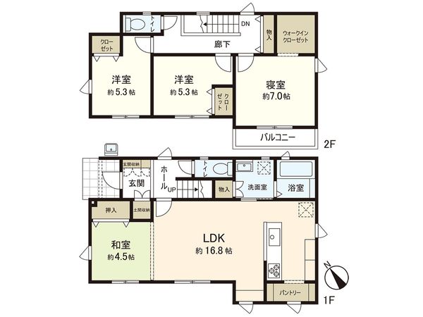 南光台南1丁目 新築戸建 B号棟 間取図(平面図) 南光台南1丁目 新築戸建 B号棟 間取図(平面図)