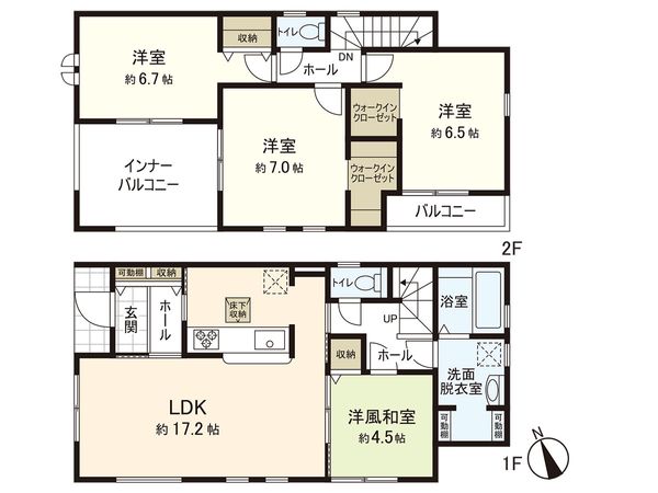 福室七丁目 新築戸建 1号棟 間取図(平面図) 福室七丁目 新築戸建 1号棟 間取図(平面図)
