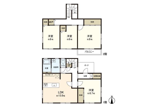 西中田7丁目 戸建 間取図(平面図) 西中田7丁目 戸建 間取図(平面図)