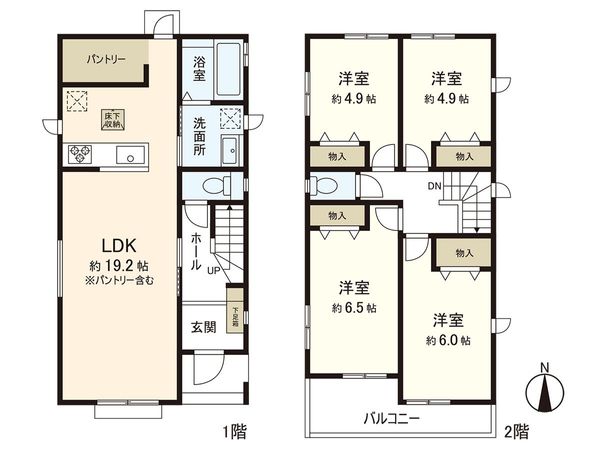 出花1丁目 新築戸建 B号棟 間取図(平面図) 出花1丁目 新築戸建 B号棟 間取図(平面図)
